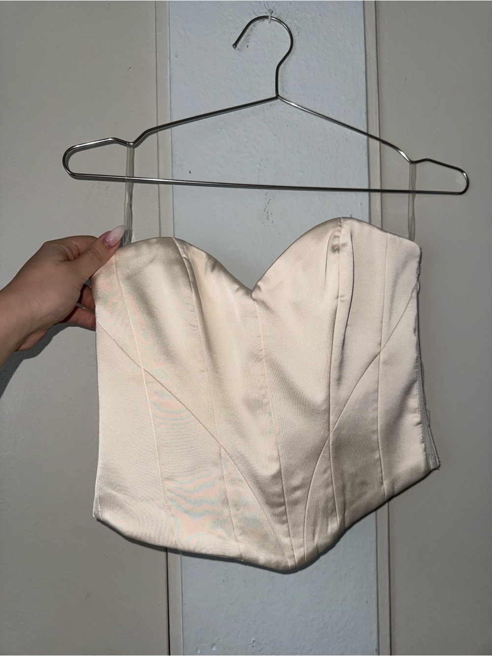 Oh Polly Beige Satin Corset Top